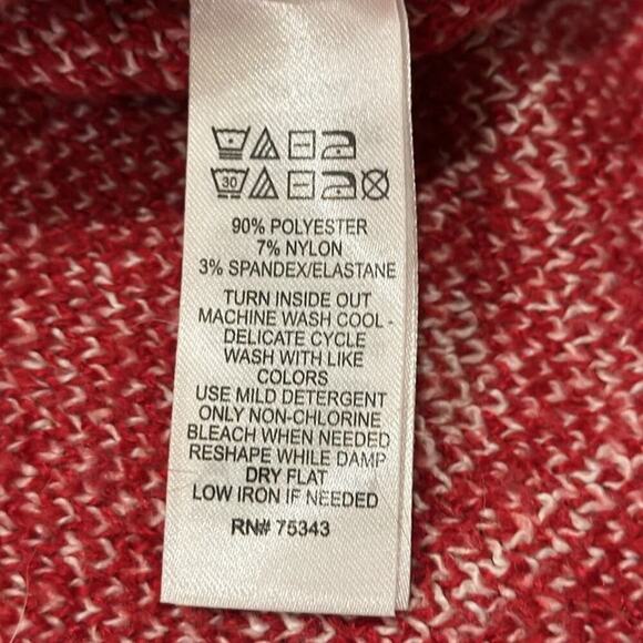 Bundle 2 Christian Siriano Women's Fair Isle Mockneck Sweater & Hat Red Size L - Picture 6 of 12